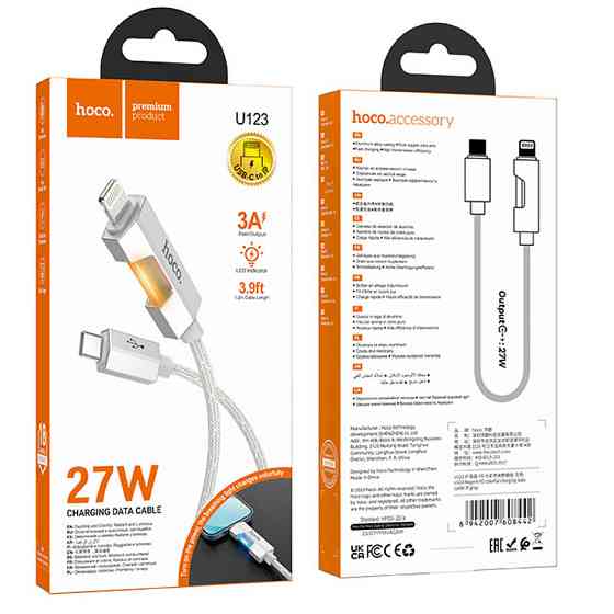 Дата кабель Hoco U123 Regent colorful 27W Type-C to Lightning (1.2m) Херсон