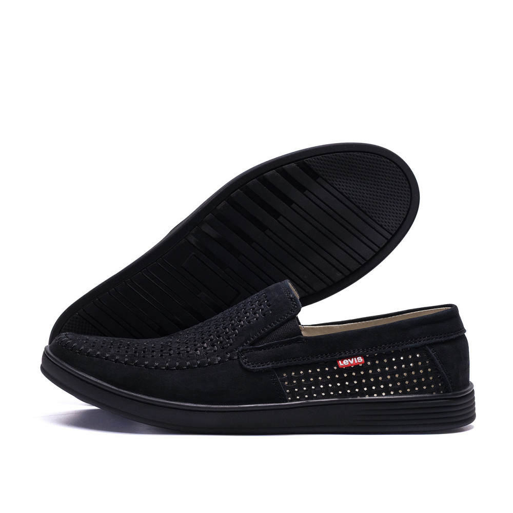 Мужские летние кожаные мокасины  LS перфорация Dark blue Київ - зображення 1