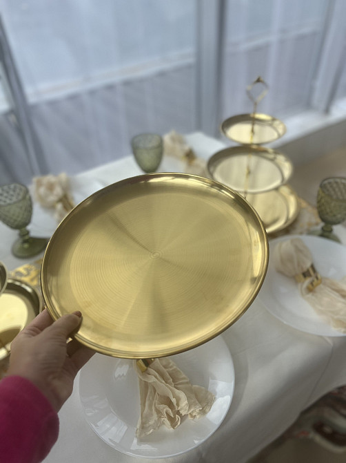 Тарелка, податильник металлический Leeseph золотой 30см Одеса - зображення 11