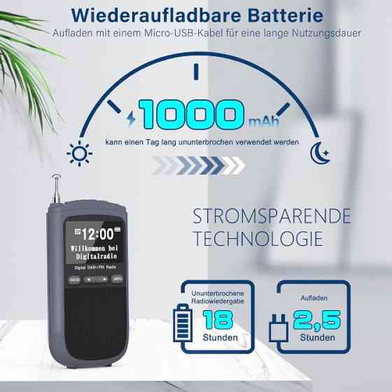 Портативне цифрове радіо Greadio DAB+ FM з навушниками. Компактне цифрове радіо Greadio з підтримко Днепр
