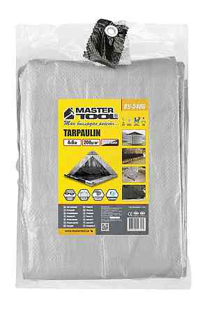Тент универсальный MASTERTOOL TARPAULIN 4 × 6 м двухсторонний 200 г/м² Silver/Black 89-5406 Харків