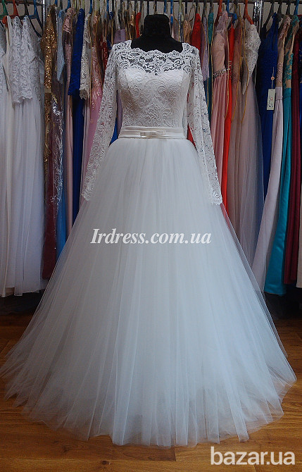 Свадебное платье с кружевными рукавами цвета айвори Киев - изображение 2
