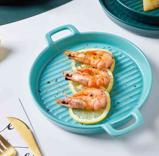 Страва з рифленим дном кругла 6738 22 см блакитна Київ