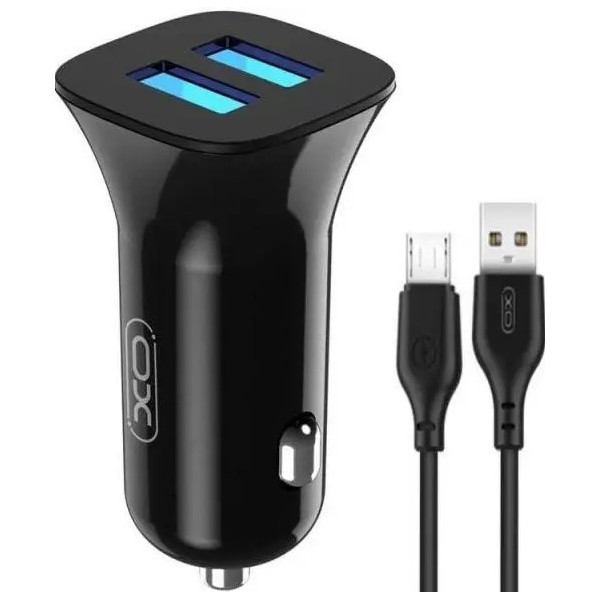 Автомобільний зарядний пристрій XO TZ10 2USB 12W 2.4A + cable Micro Black (Код товару:24858) Харків - зображення 1