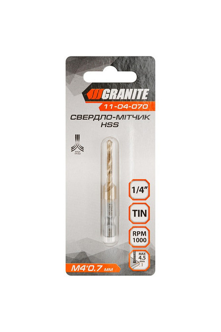 Сверло-метчик GRANITE HSS M4х0.7 мм DIN338 11-04-070 Харьков - изображение 4