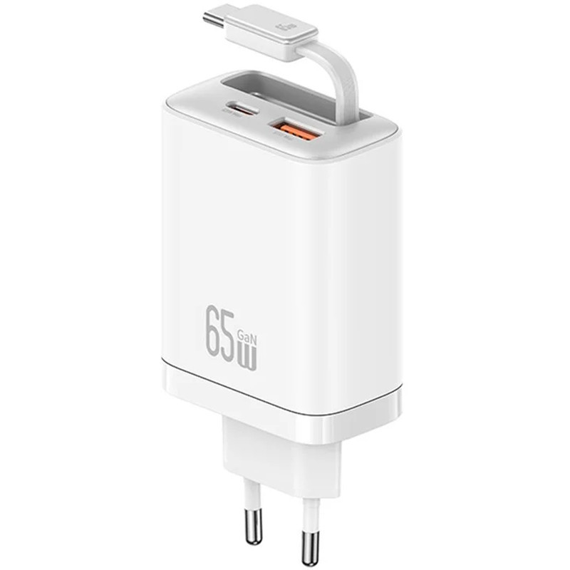 СЗУ Usams US-CC299 GaN With Retractable Type-C Cable Xiang Ser. 65W (1USB-A/1C) Херсон - зображення 1