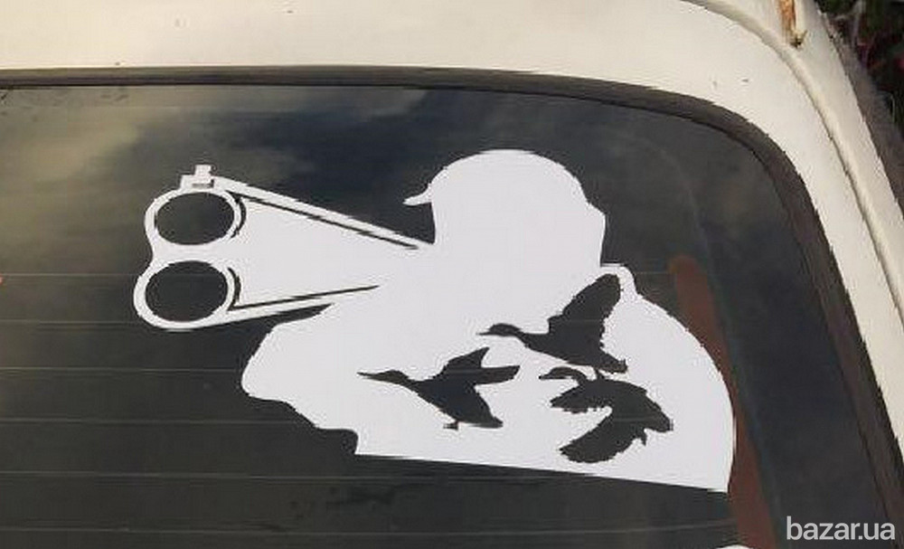 Наклейка на авто или мото Охотник Белая светоотражающая Борисполь - изображение 6