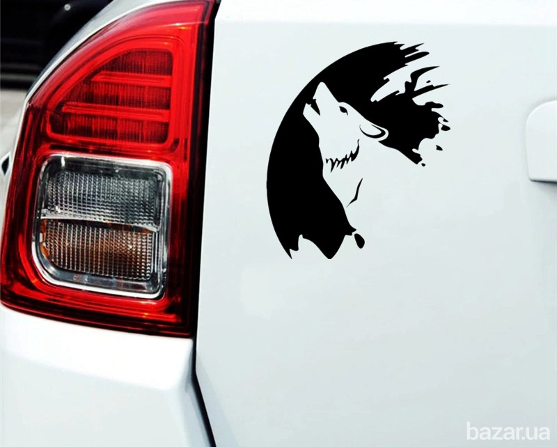 Наклейка на авто Волк на авто Черная Бориспіль - зображення 8
