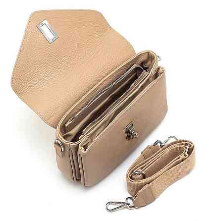 Кросбоді сумка шкіряна на замочці у кольорі тауп чорна Firenze Italy TS000209 Дніпро