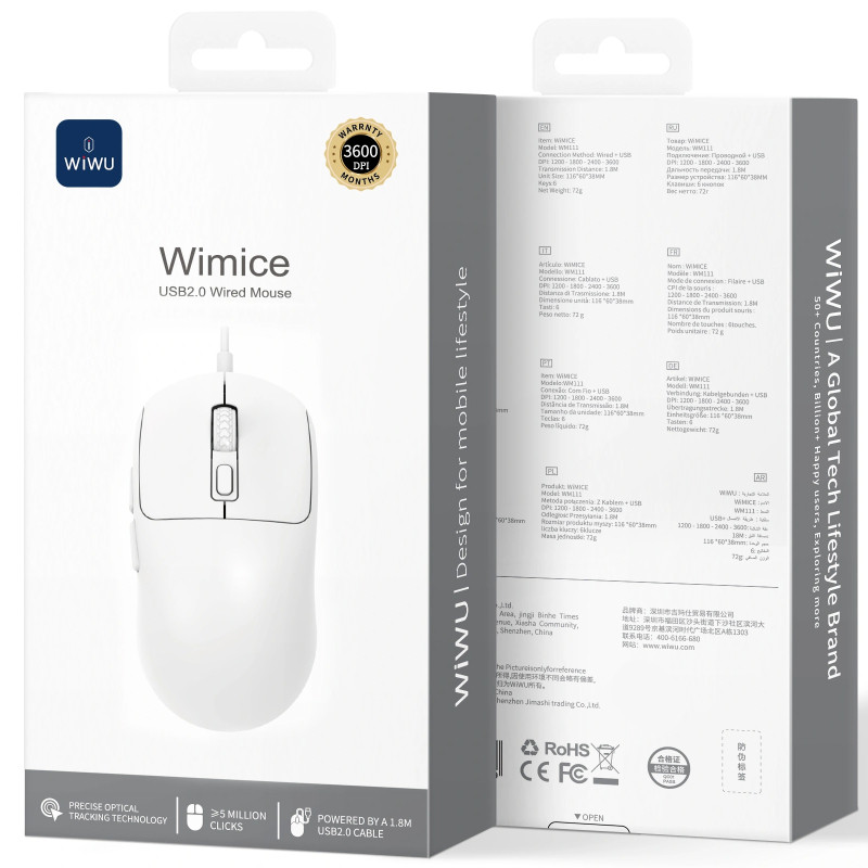Мышь проводная WIWU WM111 Wired Mouse Херсон - изображение 2