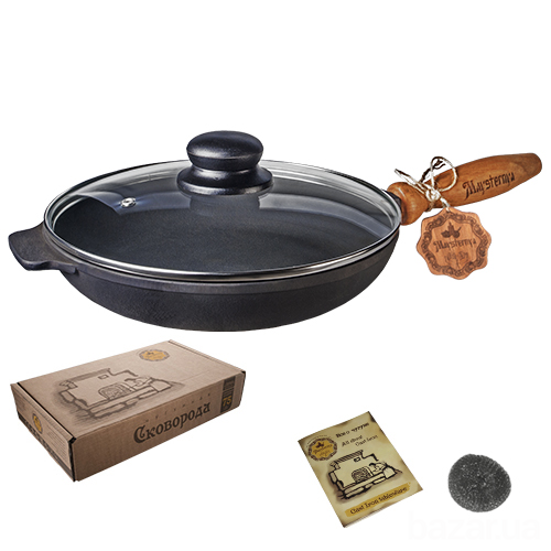 Сковорода чугунная Maysternya с крышкой 26х4 см Т303С3 Одеса - зображення 2