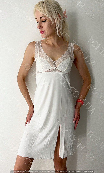 Женская белая ночная сорочка с кружевом "Beatrise" (арт. LDM 111/13/03) Кривой Рог - изображение 2