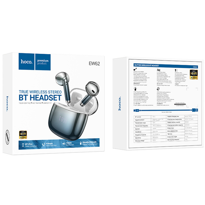 Беспроводные TWS наушники Hoco EW62 Glitter Херсон - зображення 4