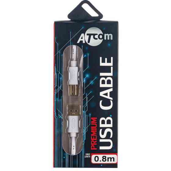Кабель для принтера Atcom USB to Type-B (M/M) gold plated 0.8m White (14370) Харків