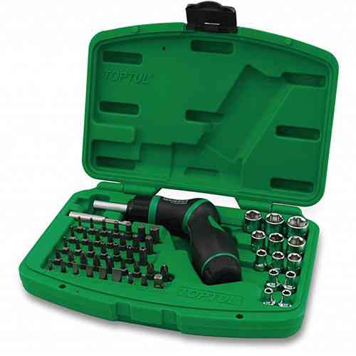 Набор торцевых головок и бит TOPTUL 1/4" с трещоточной отверткой GAAI5401 Харків