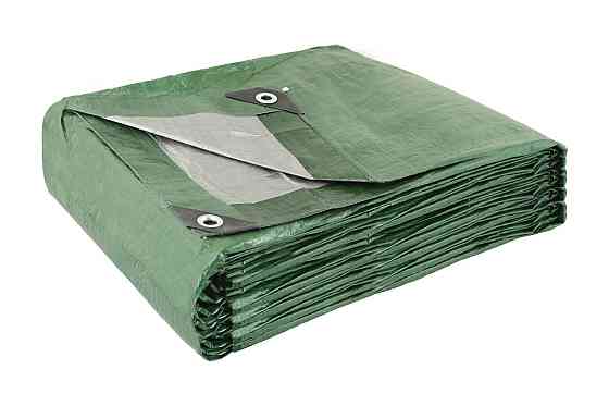Тент универсальный MASTERTOOL TARPAULIN 6 × 10 м двухсторонний 130 г/м² Green/Silver 89-1610 Харьков