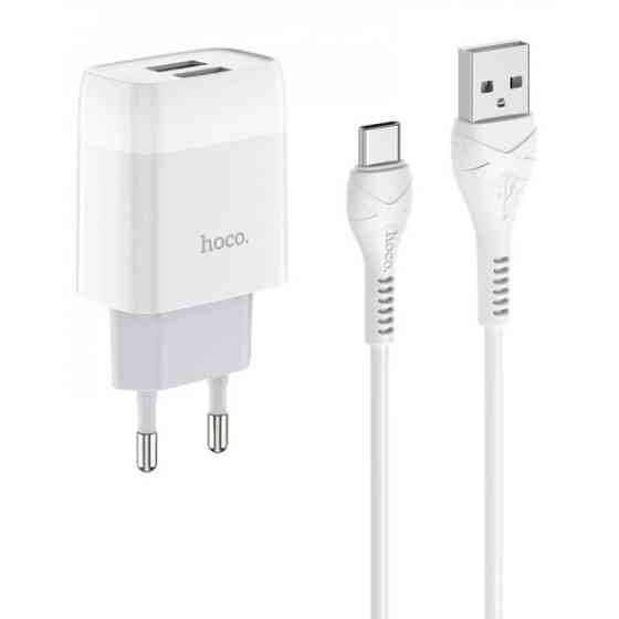 Мережевий зарядний пристрій  Hoco C73A 2.4A + cable USB Type-C 1m White Харьков