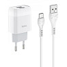 Мережевий зарядний пристрій  Hoco C73A 2.4A + cable USB Type-C 1m White Харків