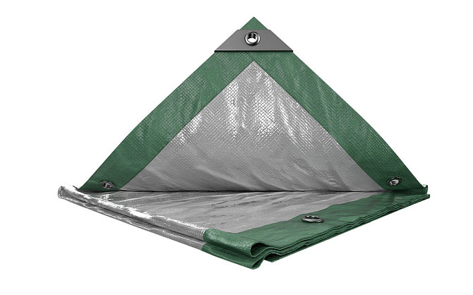 Тент MASTERTOOL GREEN/SILVER 10х12 м двухсторонний 130 г/м² 89-1012 Харьков - изображение 1