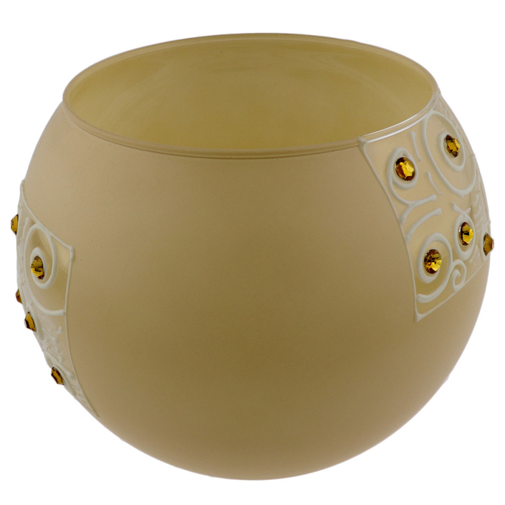 Ваза скляна ручної роботи "Бежевий візерунок" (Кулька середня) ZA-1192 Київ - зображення 1