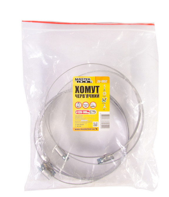 Хомут червячный MASTERTOOL German type W2 DIN 3017 9.0 мм Ø 120-140 мм 5 шт 20-1952 Харків - зображення 2