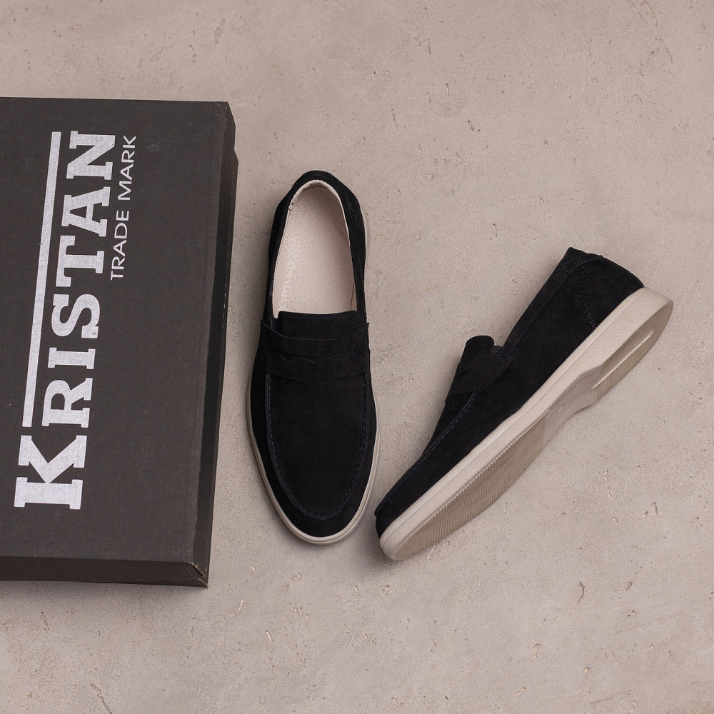 Мужские кожаные лоферы Black Київ - зображення 7