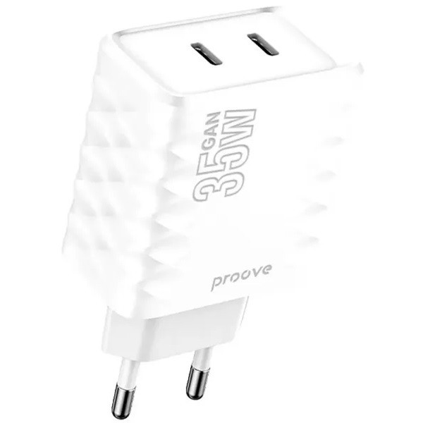 Мережевий зарядний пристрій Proove Speed Surge Gan 35W (Type-C + Type-C) White (WCSS30020002) (Код т Харьков - изображение 1