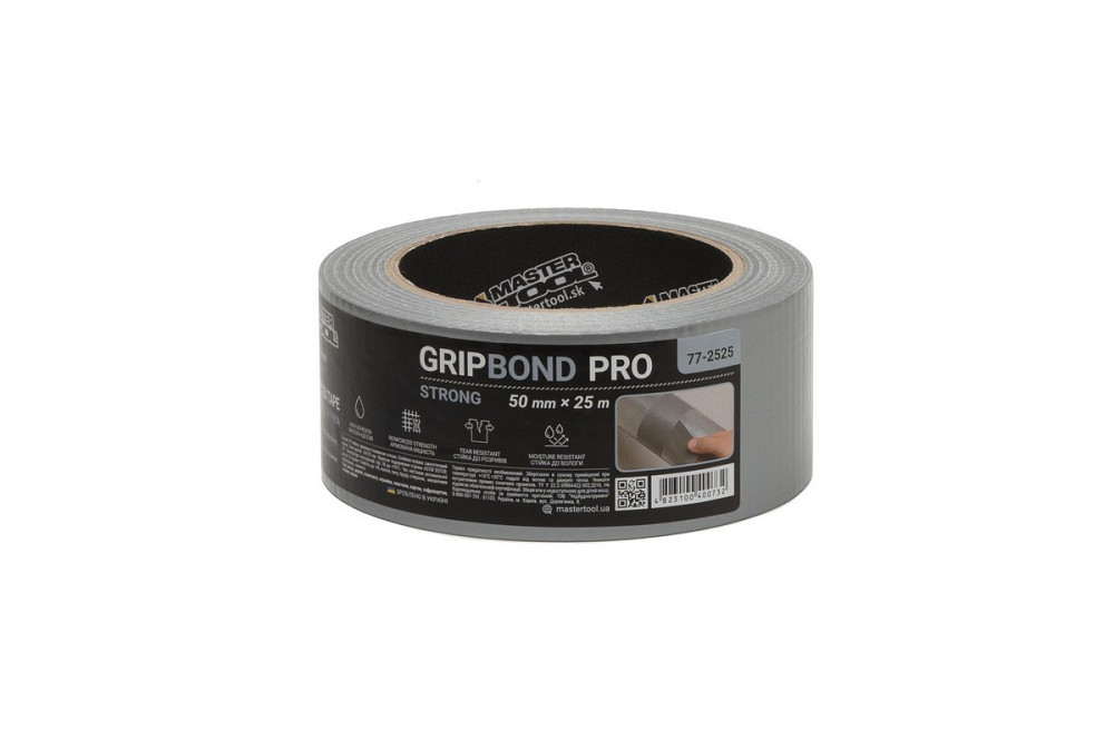 Лента армированная MASTERTOOL GripBond Pro Strong t 70°C 50 мм×25 м серая 77-2525 Харьков - изображение 2