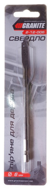 Сверло для дерева GRANITE перьевое 6х152 мм 6-гранный хвостовик ¼" 2-12-006 Харків - зображення 2
