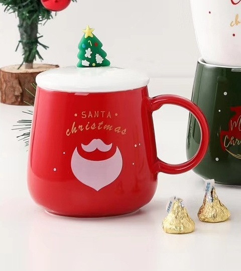 Кружка з кришкою новорічна Merry Christmas 13672 450 мл червона з білим Київ - зображення 1