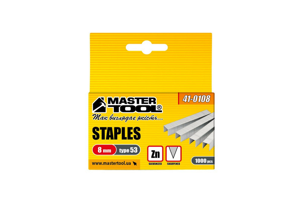 Скобы MASTERTOOL R53 8 мм 1000 шт 41-0108 Харків - зображення 2