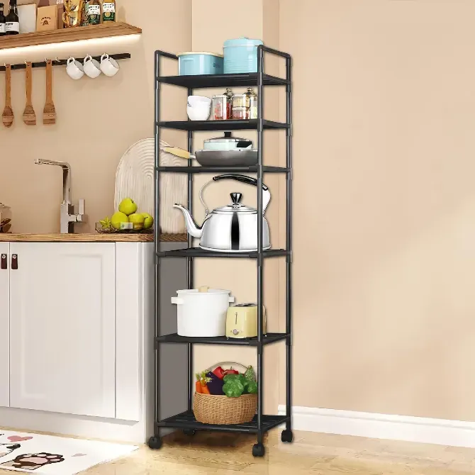6-рівневий підлоговий стелаж для зберігання з роликами, візок для кухні, ванної кімнати, Одеса - зображення 3