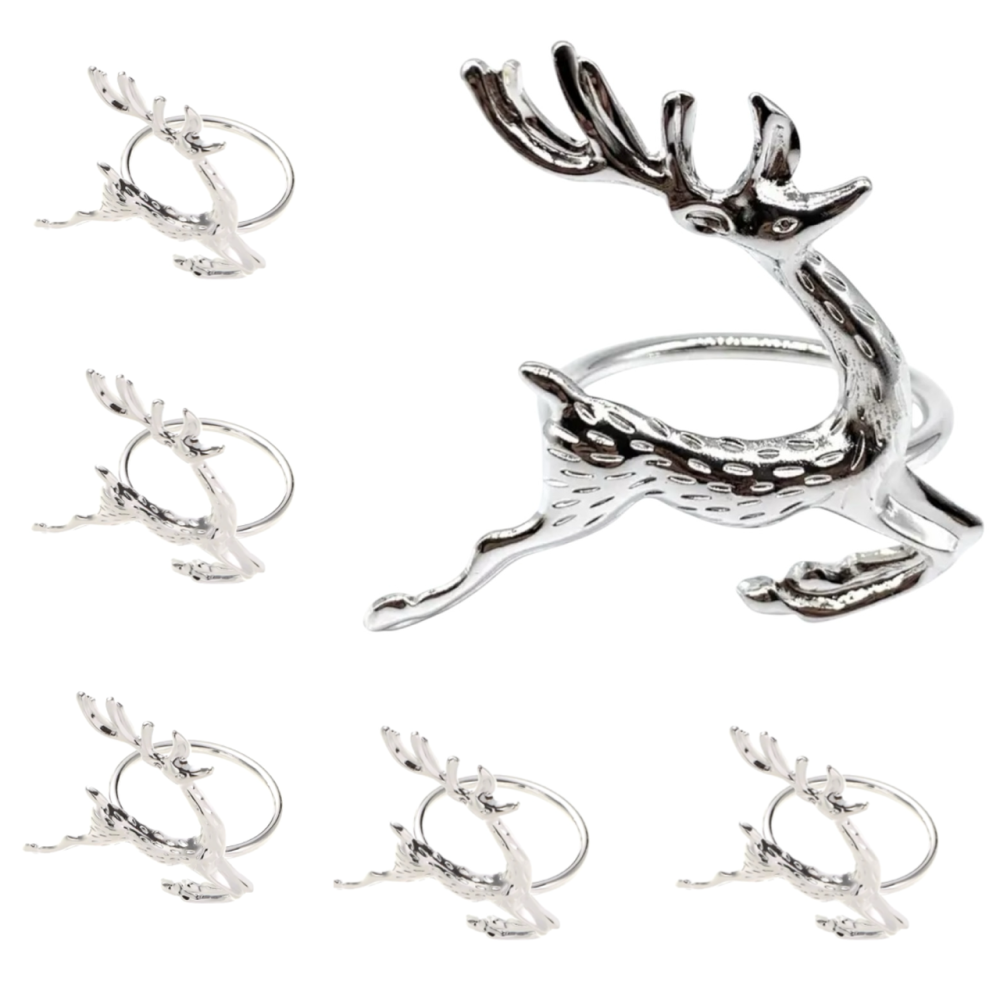 Набор колец для салфеток Олени 6 шт серебрянные Одеса - зображення 2