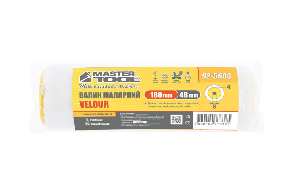 Валик малярный MASTERTOOL Velour 48/180/4 мм Ø 8 мм 92-5603 Харьков - изображение 3