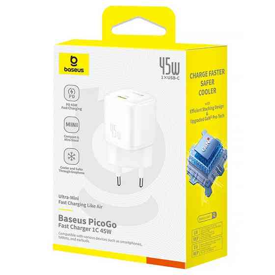 СЗУ Baseus PicoGo GaN Fast Charger 45W (1USB-C) (P10176800) Херсон