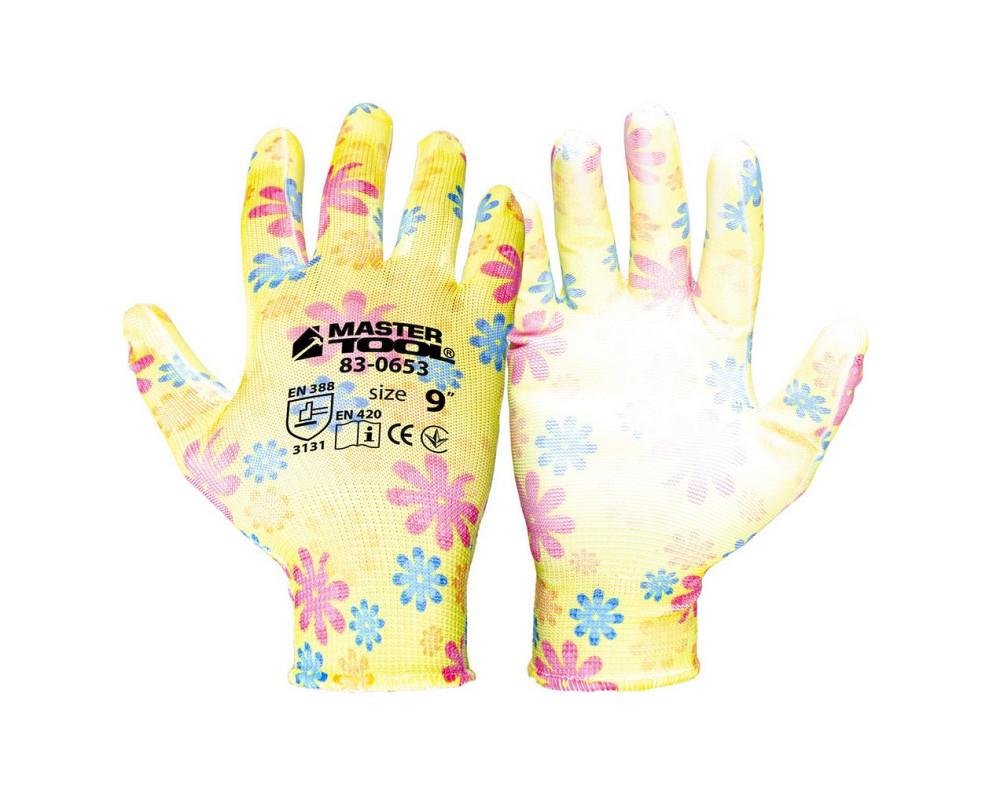 Перчатки бесшовные трикотажные MASTERTOOL "Мимоза" с полиуретановым покрытием ладони 9" 17-20 г подв Харьков - изображение 1