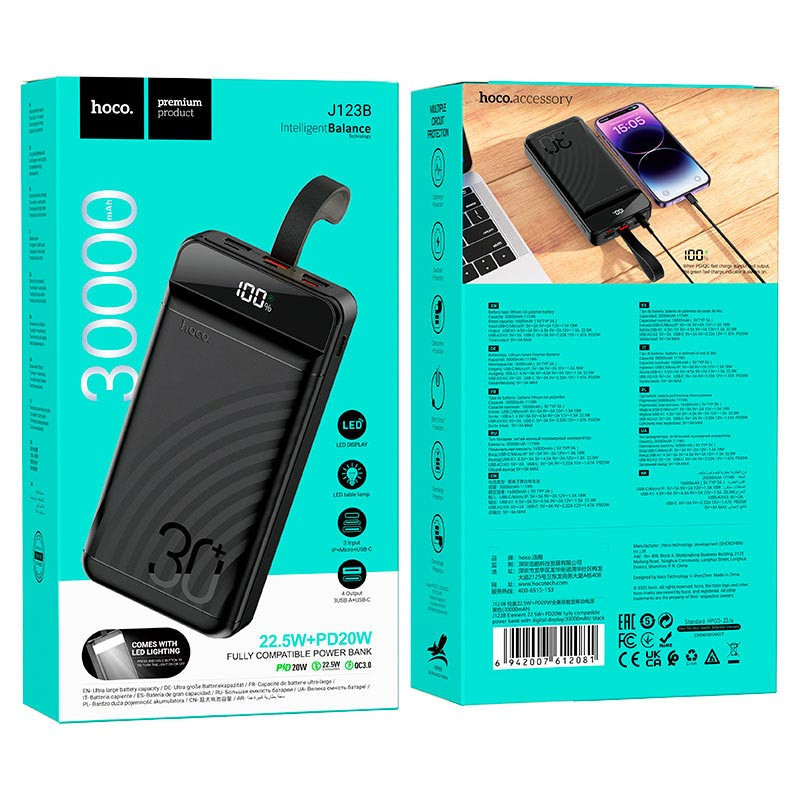 Портативное ЗУ Power Bank Hoco J123B Element 22.5W+PD20W 30000 mAh Херсон - зображення 6