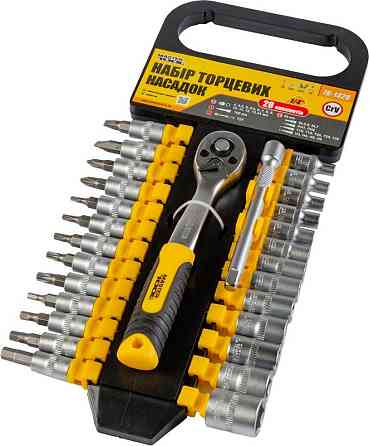 Набор головок торцевых 6-гранных MASTERTOOL ¼" 4-14 мм TORX PH HEX SL с трещоткой 72 зубца удлинител Харьков