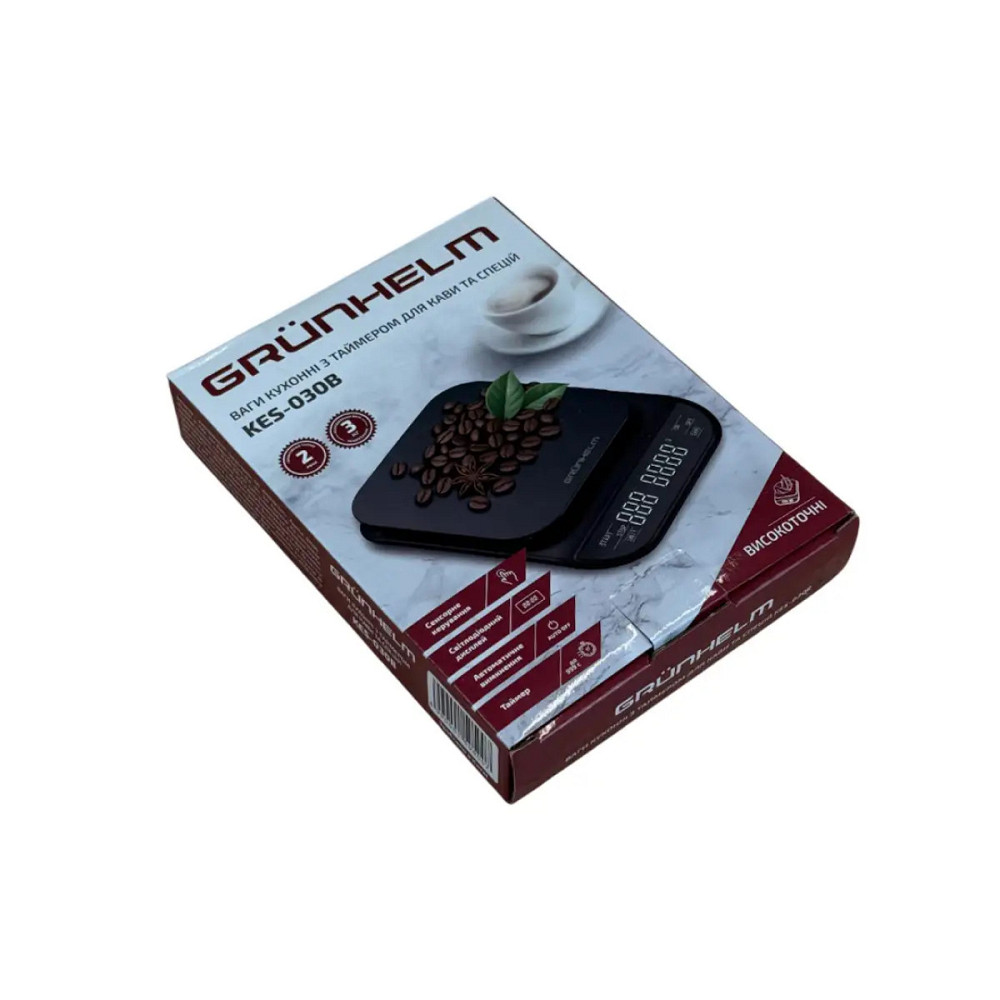Весы кухонные Grunhelm KES-030B 3 кг черные Київ - зображення 3