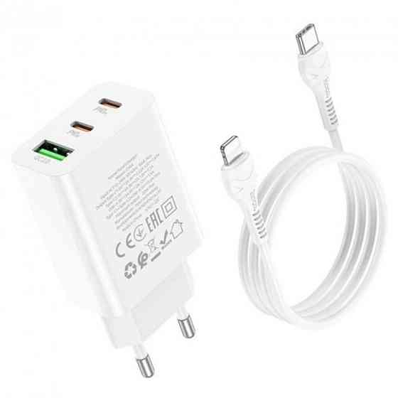 СЗУ Hoco C99A PD20W+QC3.0 (1USB/2Type-C/3A) + Type-C to Lightning Херсон