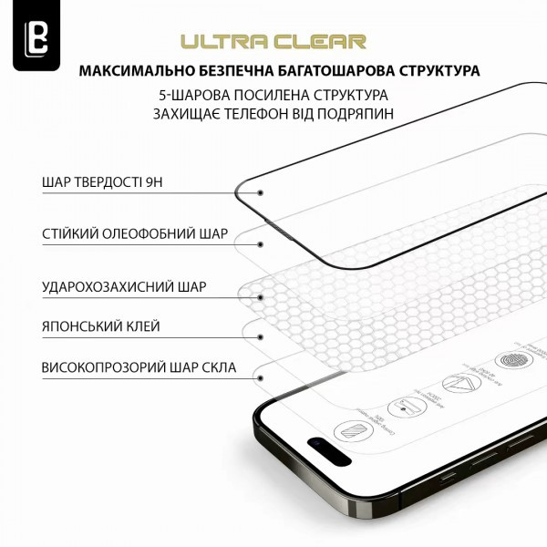 DM Защитное стекло Lanbi Ultra+ Corning Glass для iPhone 15 Pro Black Харьков - изображение 4