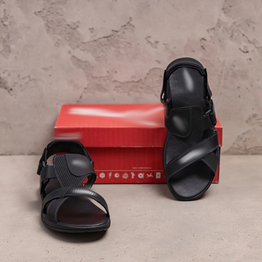 Мужские кожаные сандалии  PM Black Leather Киев - изображение 9