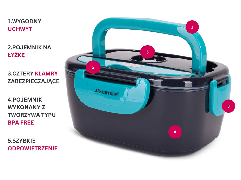 Ланч-бокс электрический с подогревом Кamille от 220В 1л т.серый Одесса - изображение 6