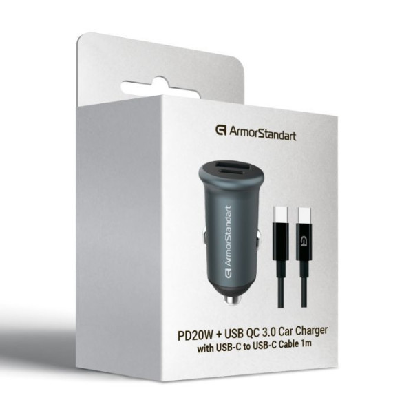 АЗП ArmorStandart USB Type-C PD20W + USB QC 3.0 Grey + кабель USB-C (ARM82461) (Код товару:40910) Харків - зображення 2