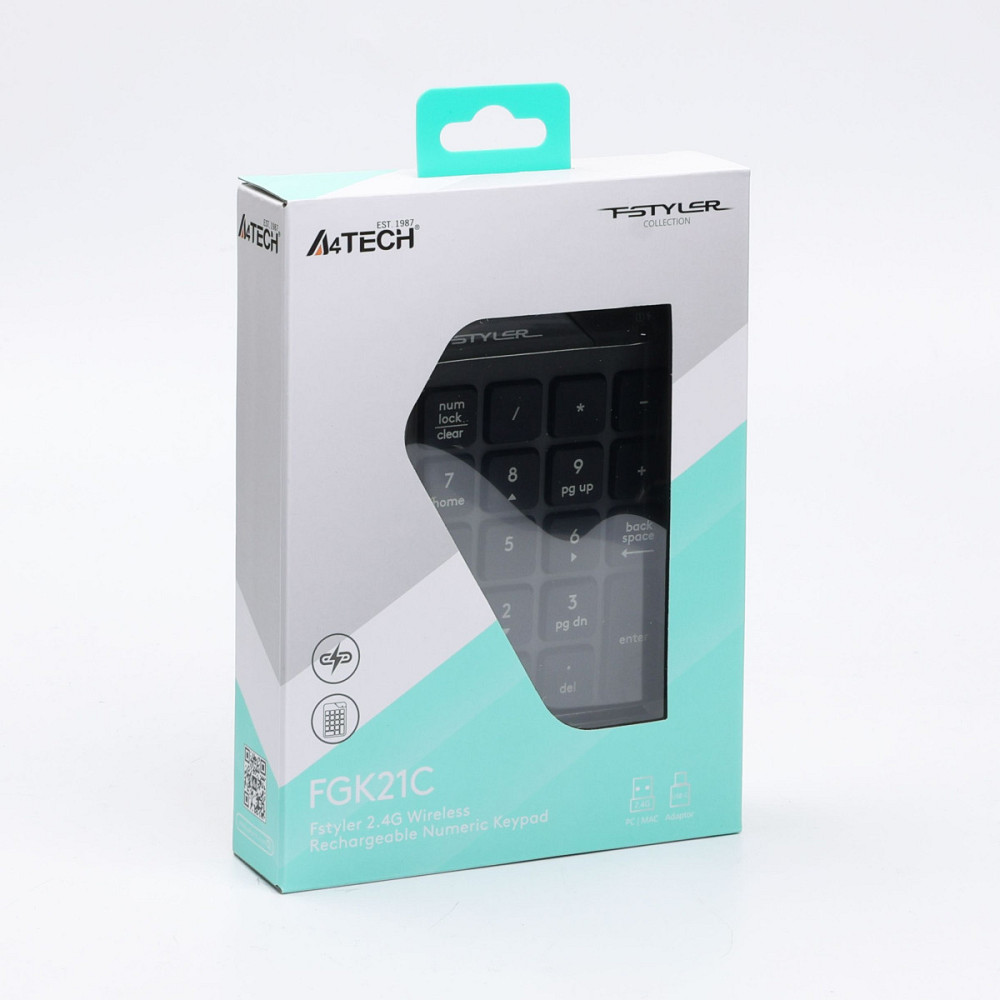 Клавиатура компьютерная безпроводная цифровой блок A4Tech Fstyler Numpad FGK21C(Grey) серая Київ - зображення 9