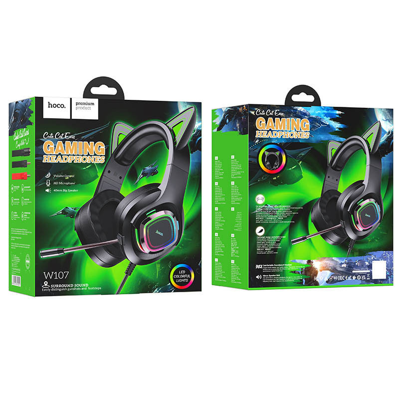 Уценка Накладные наушники Hoco W107 Cute cat (USB+3.5mm/2m) Херсон - зображення 6