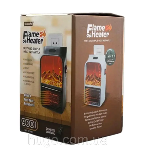 Портативний обігрівач з LCD екраном 900Вт, Flame Heater / Електрообігрівач міні камін. Одеса - зображення 9