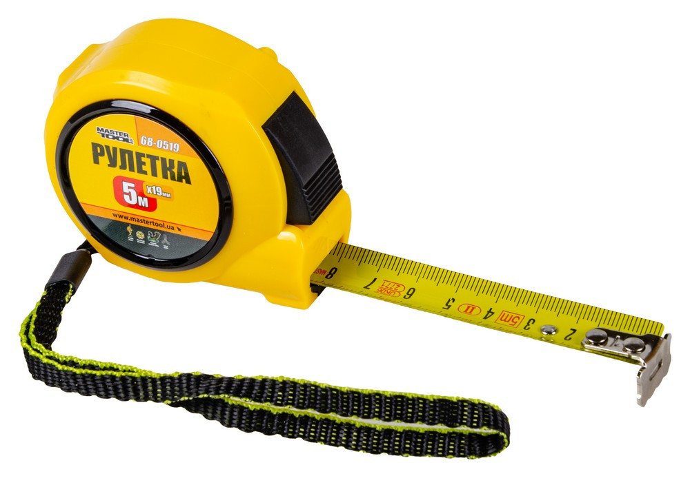 Рулетка MASTERTOOL 5 м х 19 мм автоматический фиксатор полотна 68-0519 Харків - зображення 1
