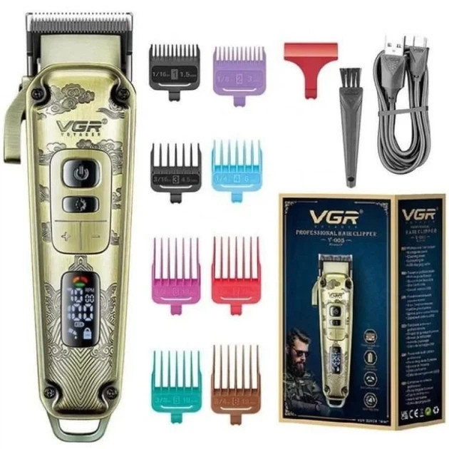 Машинка для стрижки аккумуляторная VGR V-005 8 Вт золотистая Київ - зображення 1