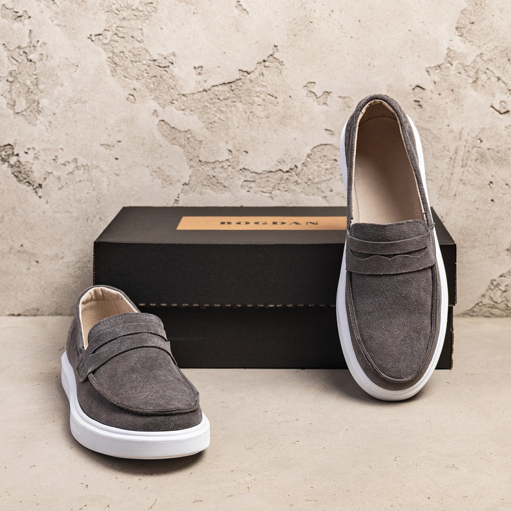 Мужские кожаные лоферы Urban Style Grey Київ - зображення 7